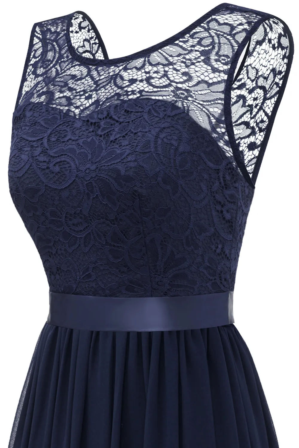 Navy Long Lace Bridesmaid Dress sold by Zapaka product image thumbnail 3
