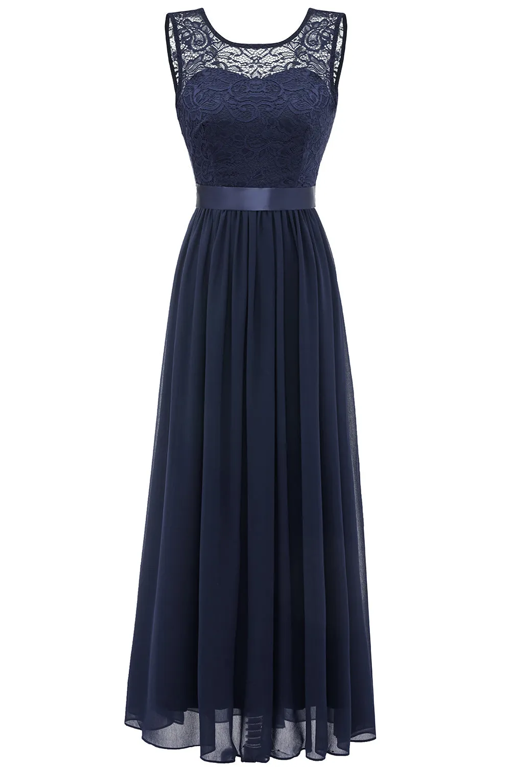 Navy Long Lace Bridesmaid Dress sold by Zapaka