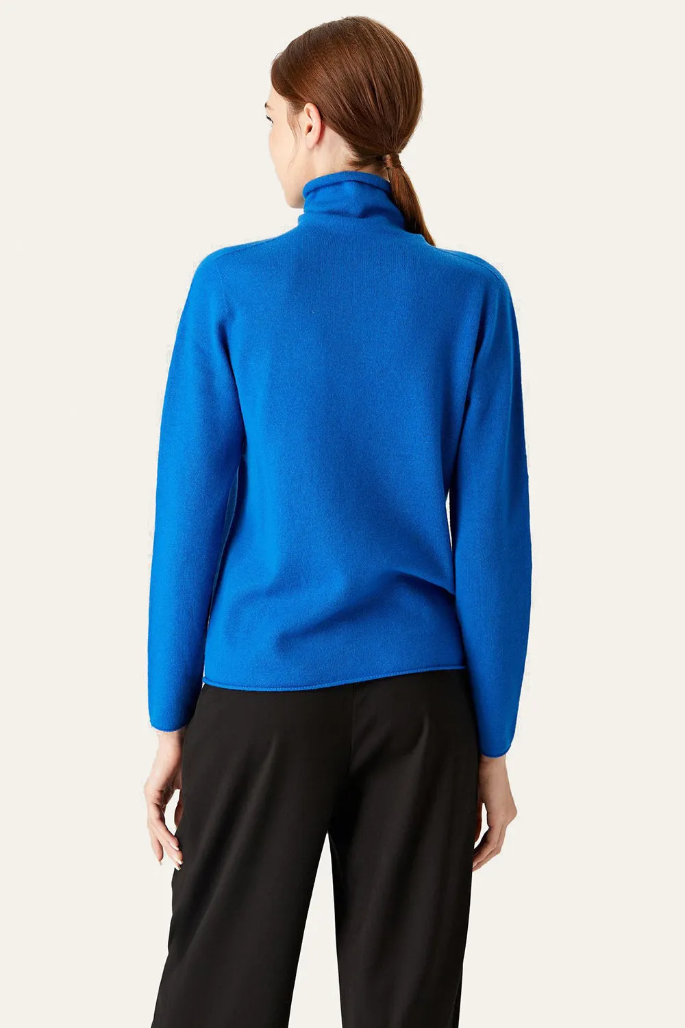 Khaki Cropped Turtleneck Wool Sweater sold by Zapaka product image thumbnail 5