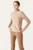 Khaki Cropped Turtleneck Wool Sweater sold by Zapaka