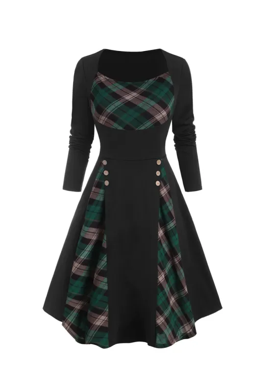 Check Printed Waist-Up Halloween Retro Dress sold by Zapaka