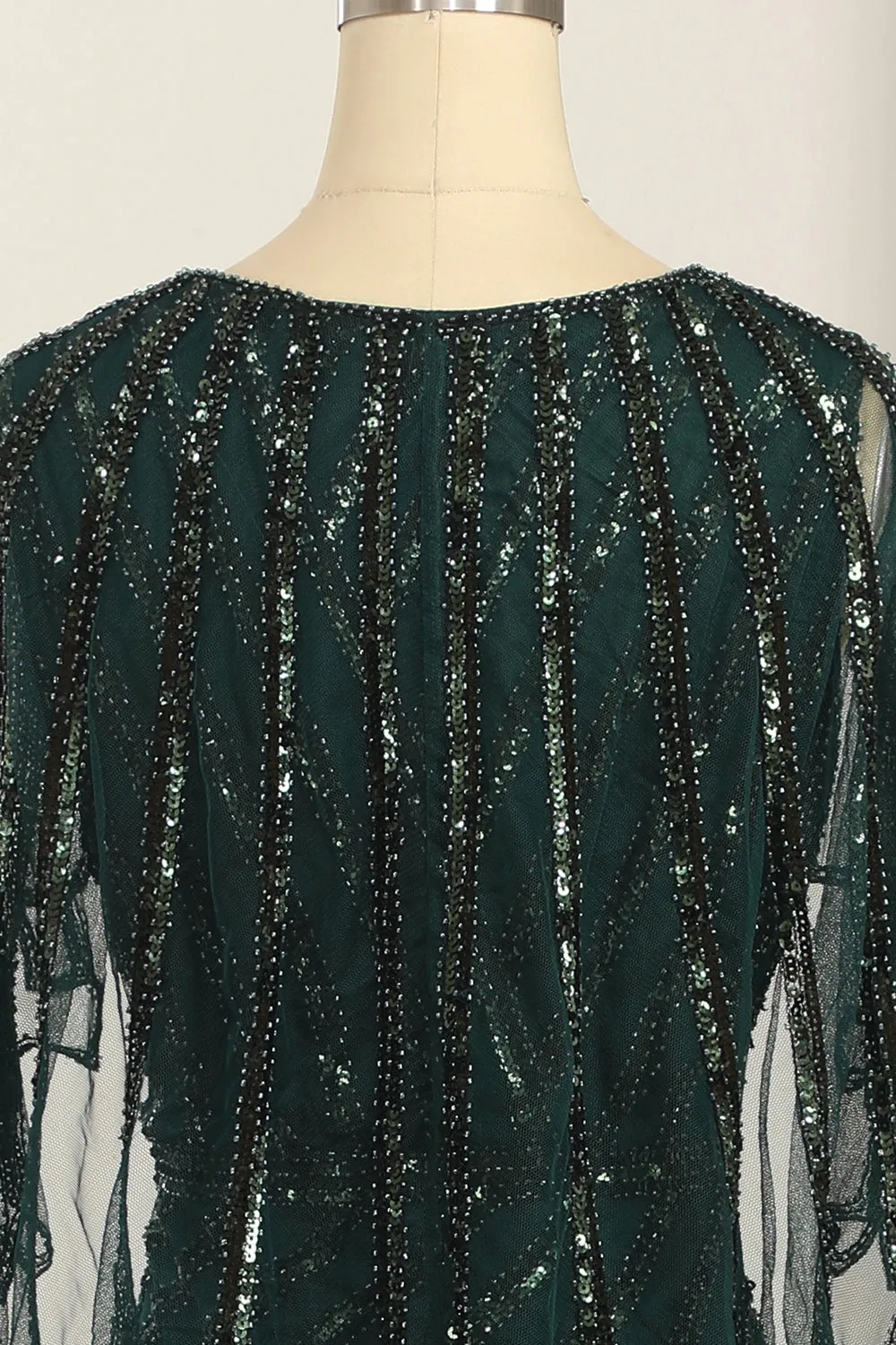 Dark Green Sequined Scoop Neck Long 1920s Dress sold by Zapaka product image thumbnail 5