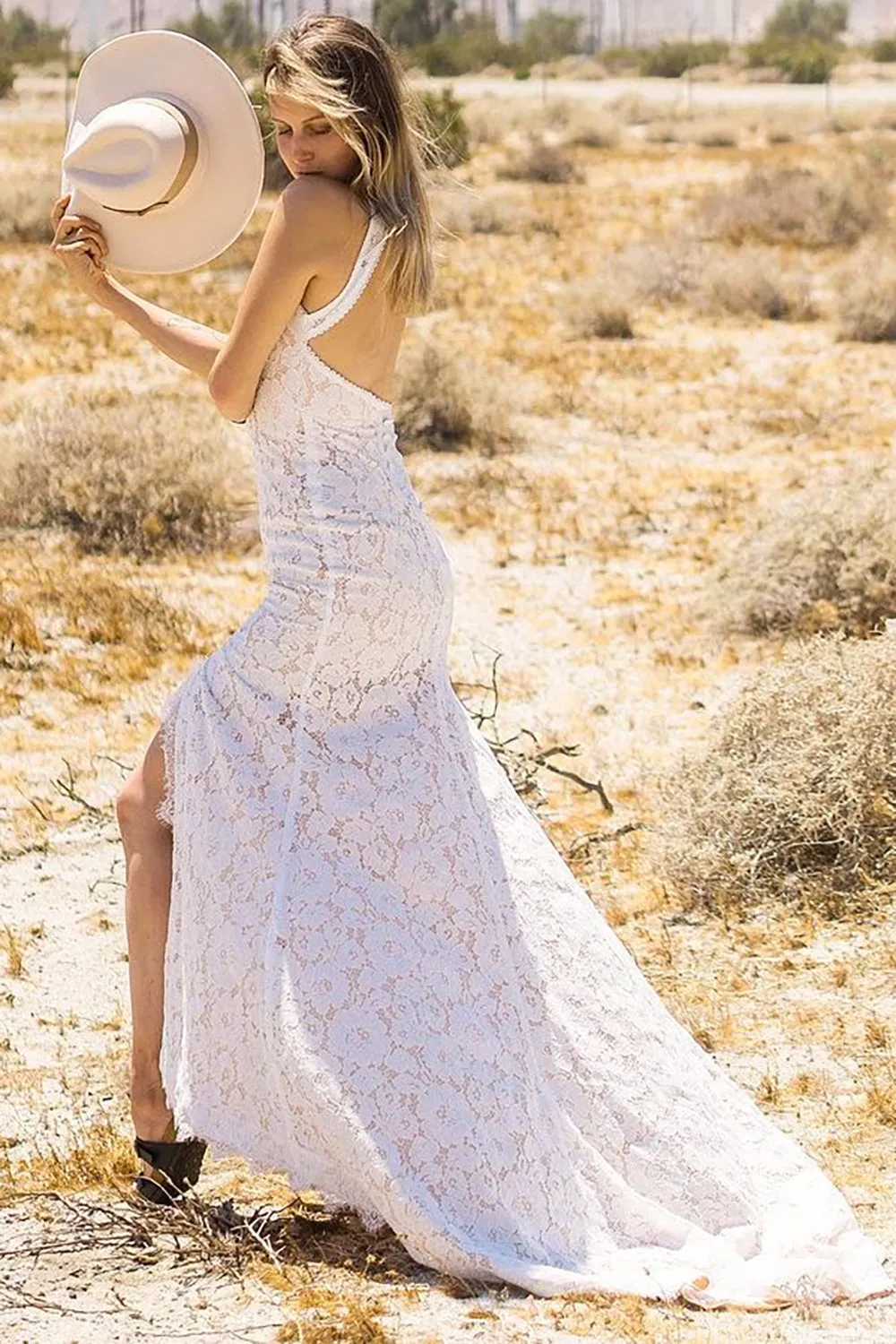 Ivory Open Back Boho Lace Wedding Dress sold by Zapaka product image thumbnail 5