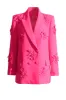 Fuchsia Double Breated Peak Lapel Women Blazer with Flowers sold by Zapaka