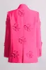 Fuchsia Double Breated Peak Lapel Women Blazer with Flowers sold by Zapaka