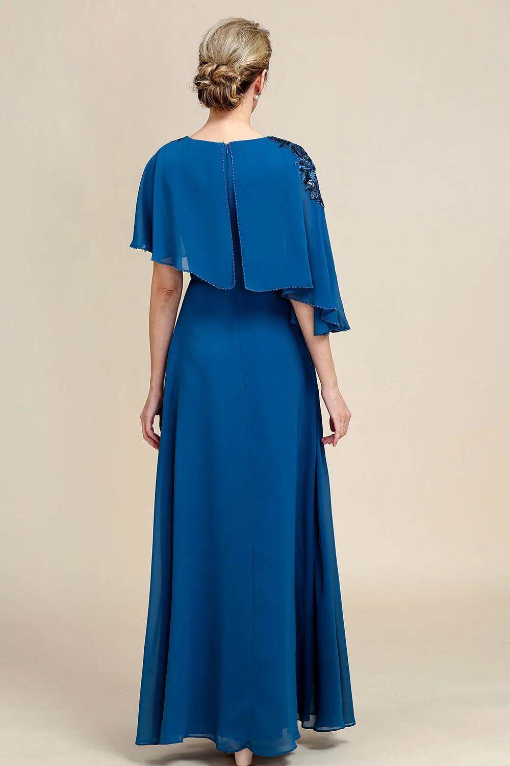 Turquoise Chiffon Mother of the Bride Dress with Lace sold by Zapaka product image thumbnail 2