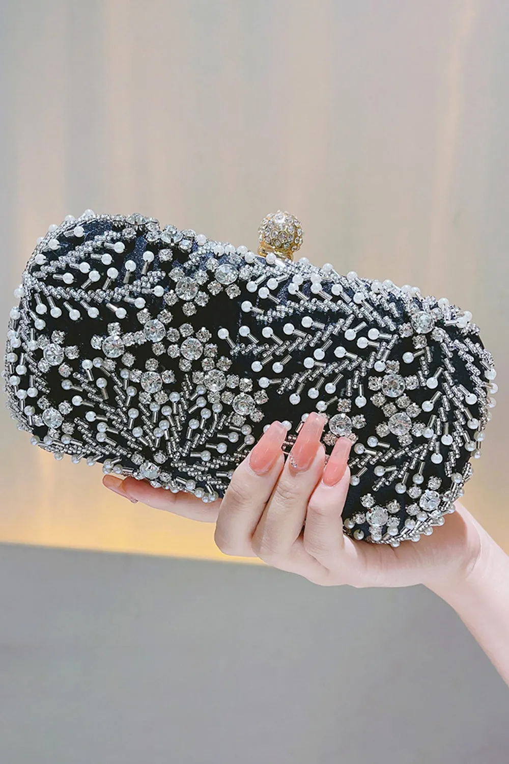Sparkly Black Rhinestone Beaded Party Clutch sold by Zapaka product image thumbnail 2