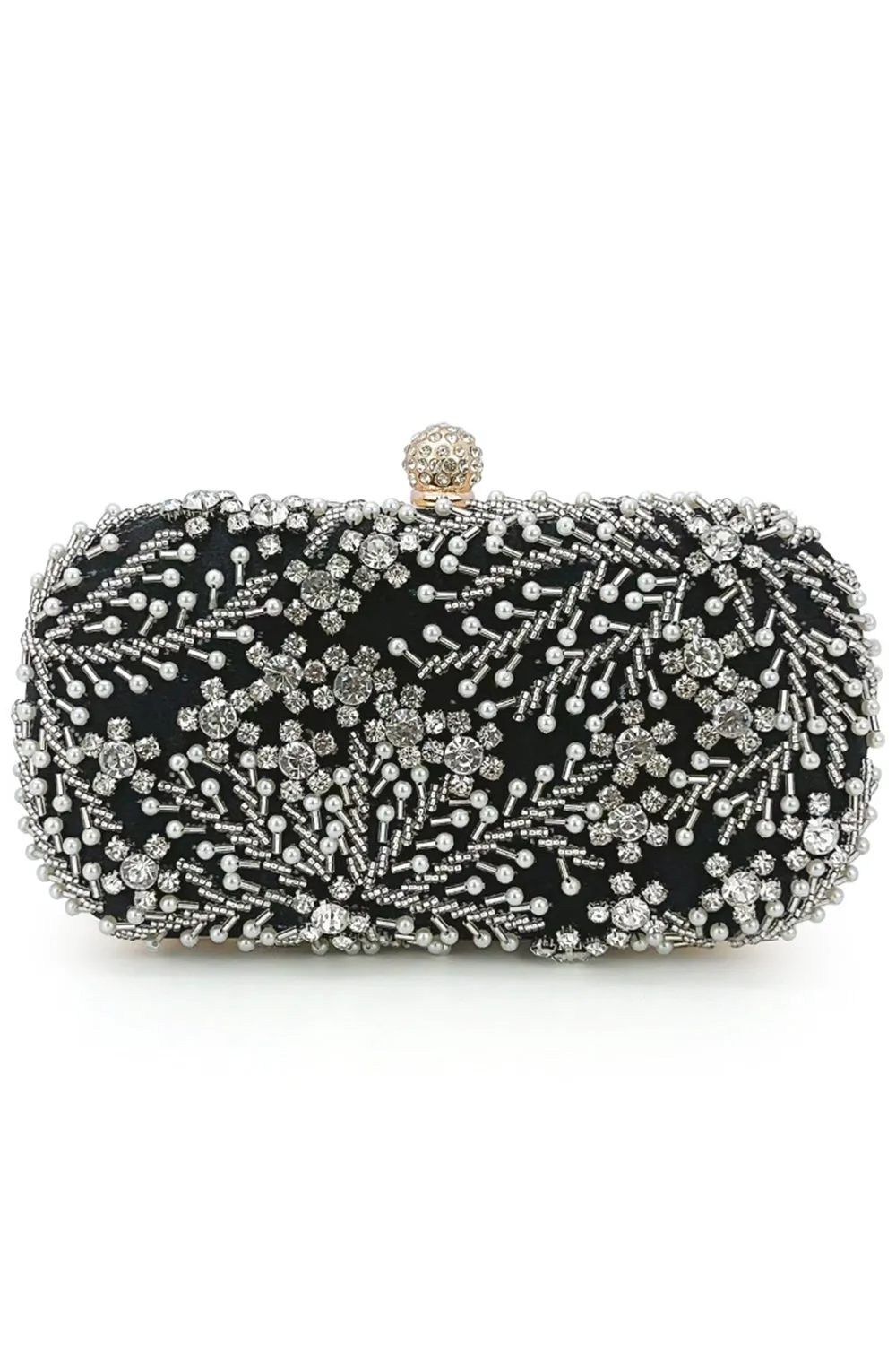 Sparkly Black Rhinestone Beaded Party Clutch sold by Zapaka