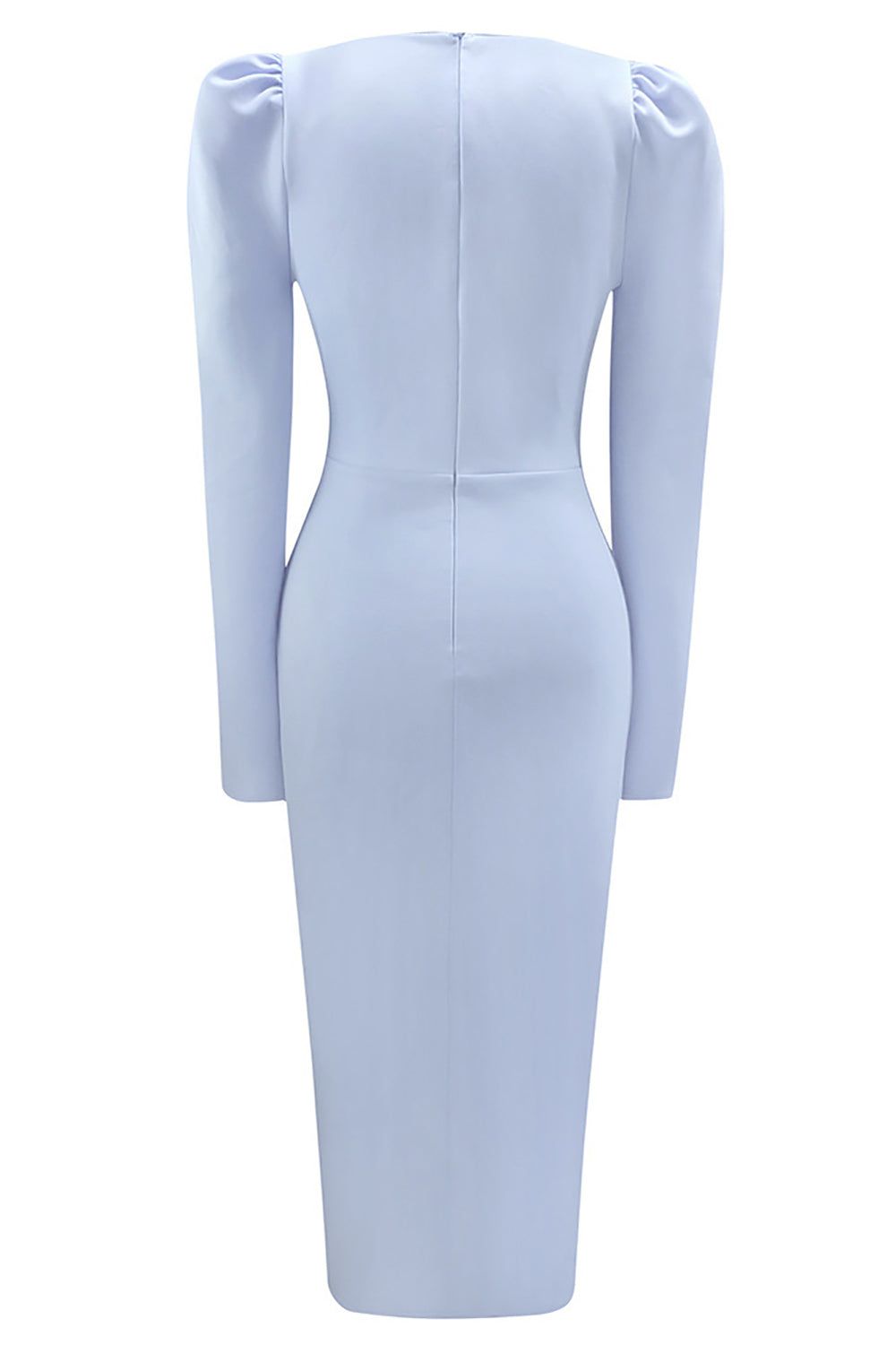 Blue Long Sleeves Square Neck Keyhole Cocktail Dress sold by Zapaka product image thumbnail 5