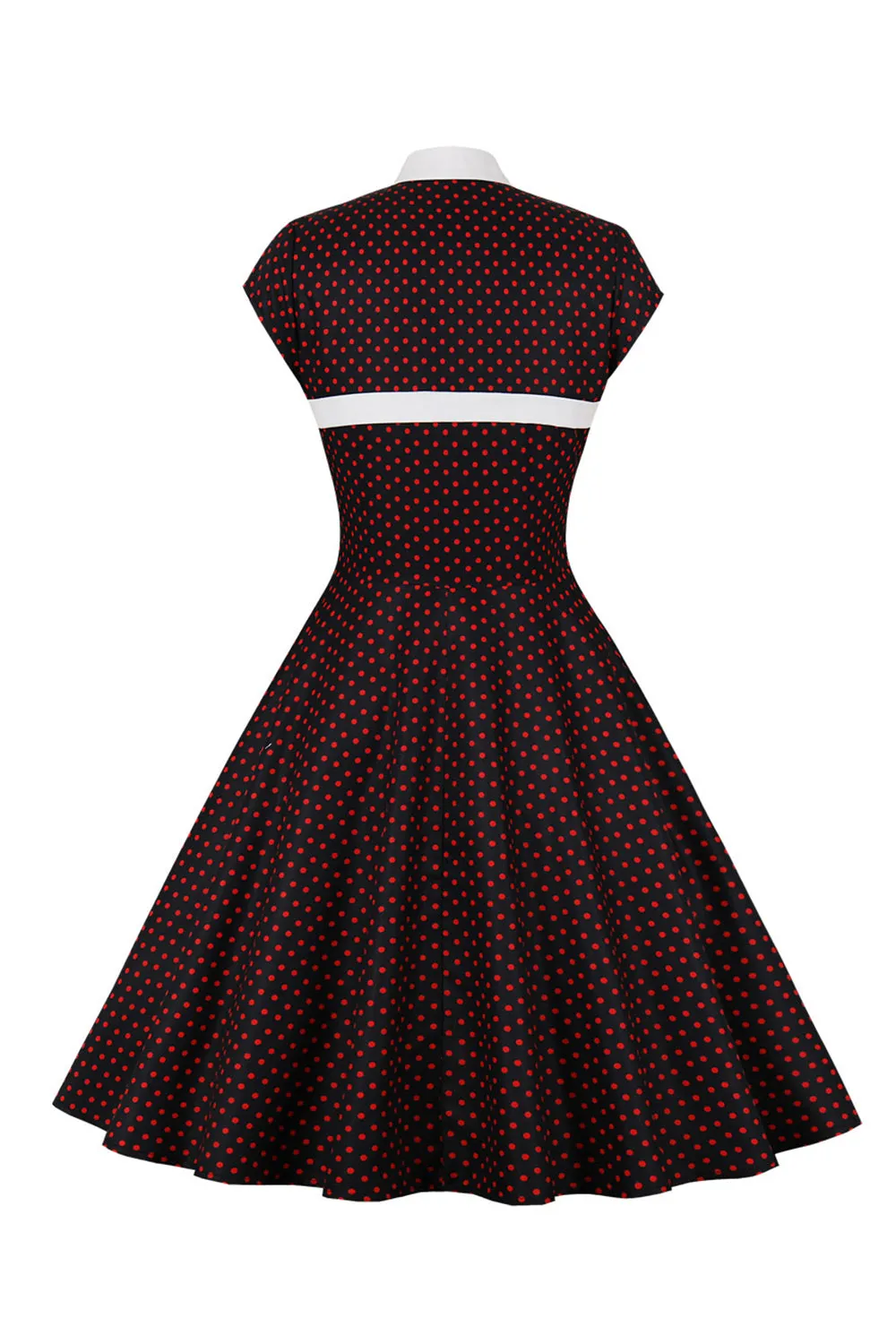 Black Polka Dots 1950s Dress with Button sold by Zapaka product image thumbnail 3