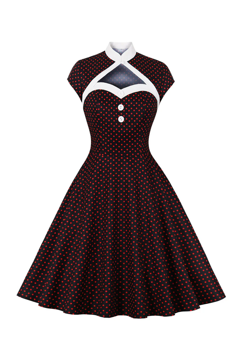 Black Polka Dots 1950s Dress with Button sold by Zapaka