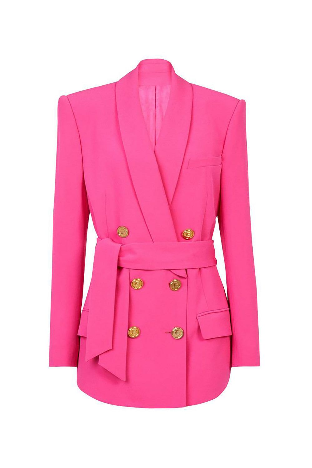 Black Shawl Lapel Double Breasted Women Blazer with Belt sold by Zapaka product image thumbnail 3