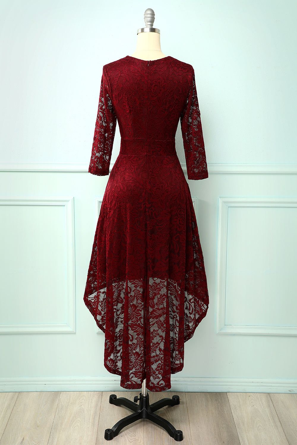 Burgundy High Low Lace sold by Zapaka product image thumbnail 2