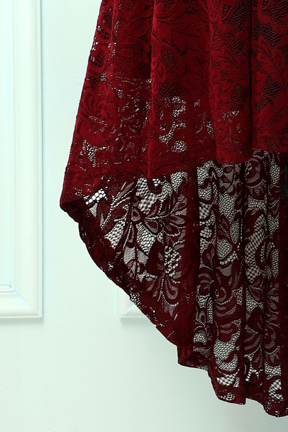 Burgundy High Low Lace sold by Zapaka product image thumbnail 4