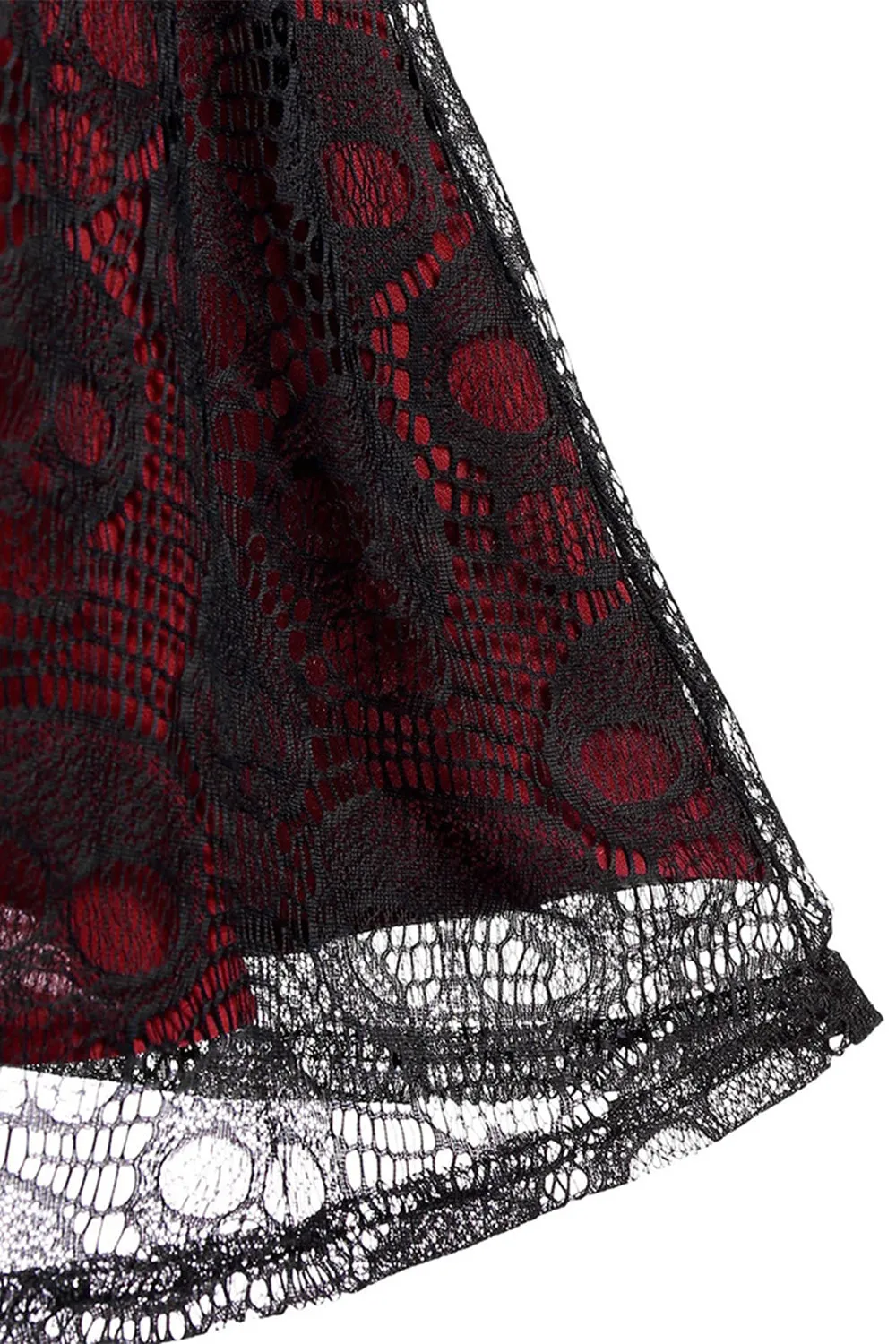 Burgundy Skull Lace Vintage Dress sold by Zapaka product image thumbnail 4