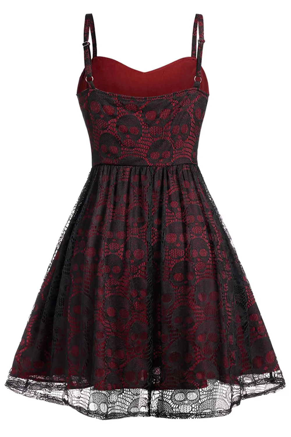 Burgundy Skull Lace Vintage Dress sold by Zapaka product image thumbnail 2