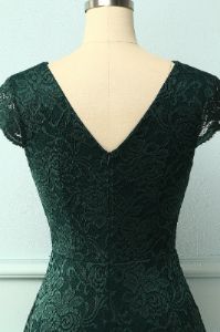 Dark Green V Neck Midi Lace sold by Zapaka