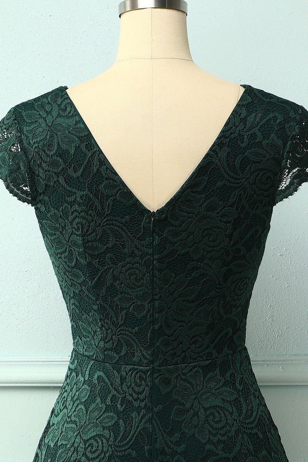 Dark Green V Neck Midi Lace sold by Zapaka product image thumbnail 4