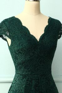 Dark Green V Neck Midi Lace sold by Zapaka
