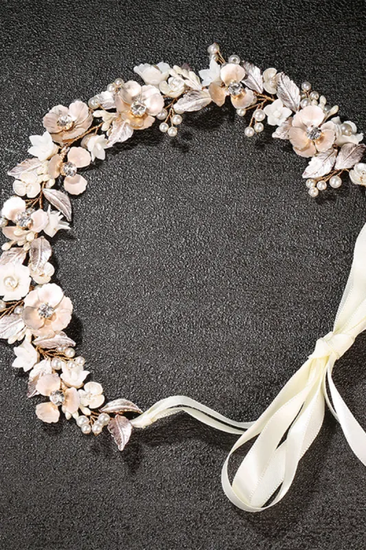 Golden Flower Bridal Headband sold by Zapaka