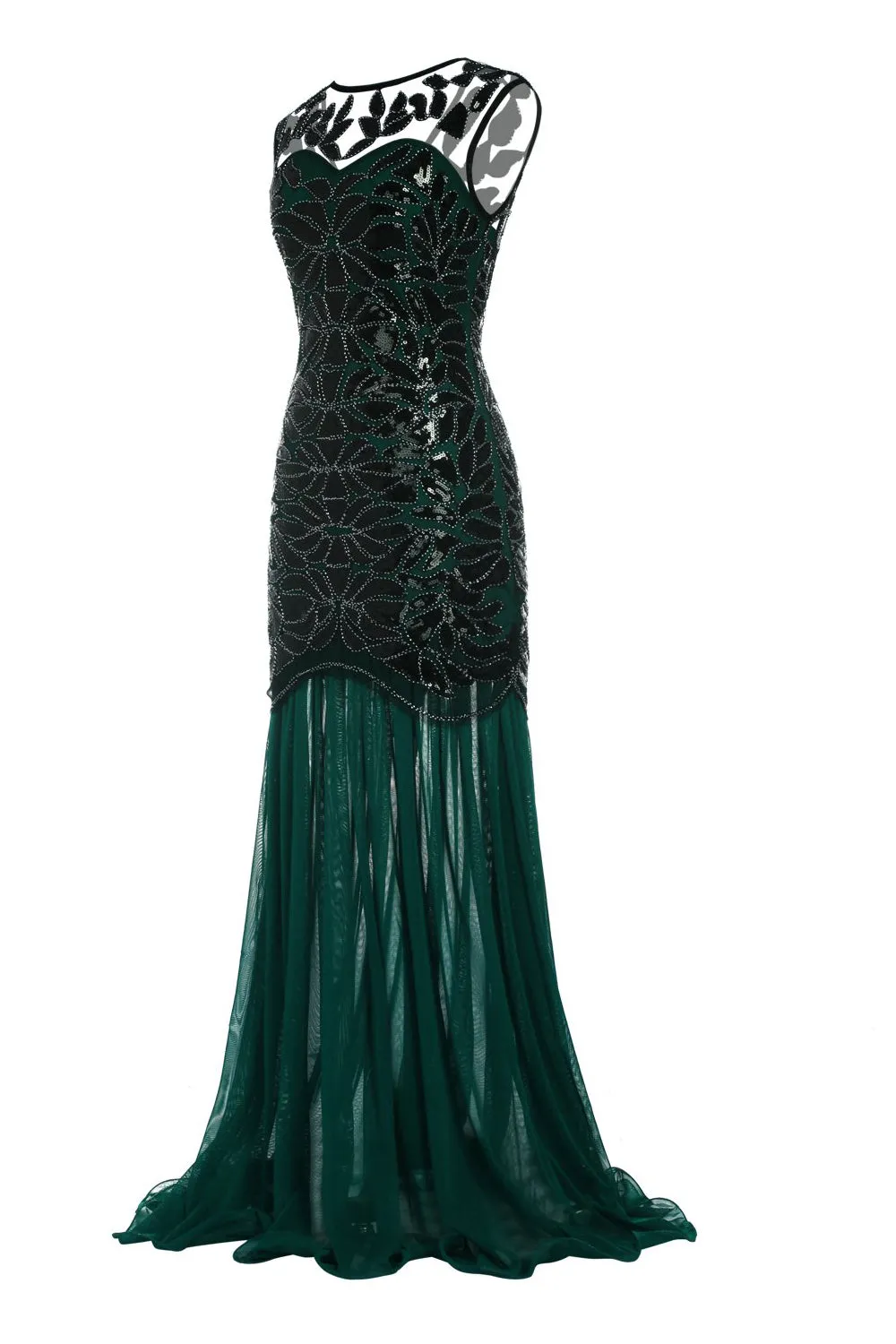 Dark Green 1920s Sequined Flapper Dress sold by Zapaka product image thumbnail 3