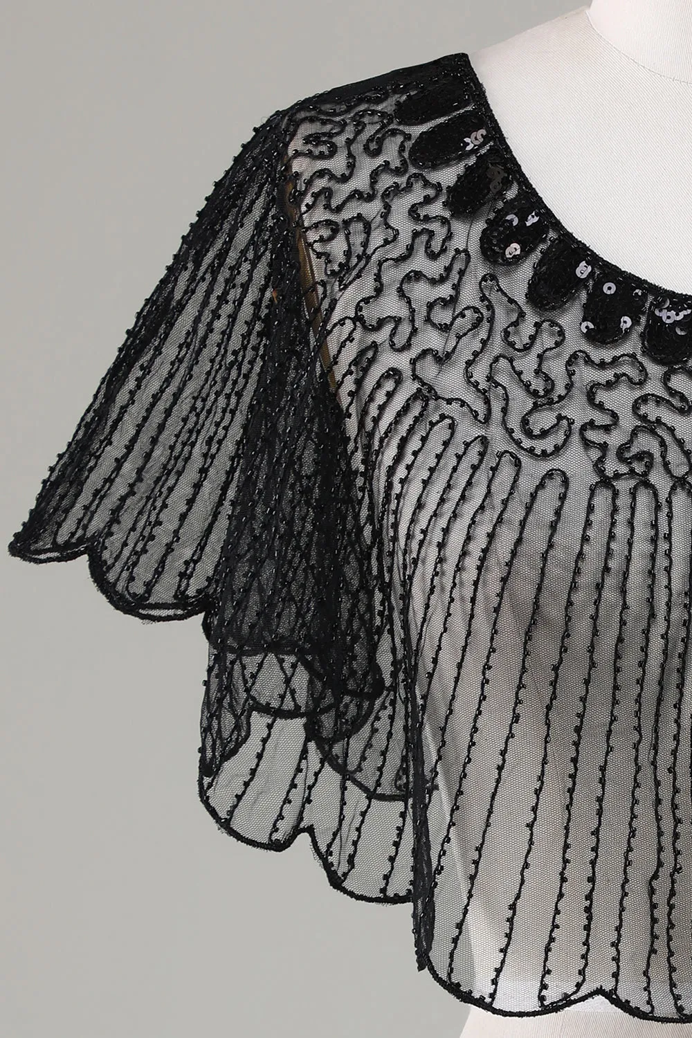 Sequins Black Glitter 1920s Cape with Beaded sold by Zapaka product image thumbnail 3