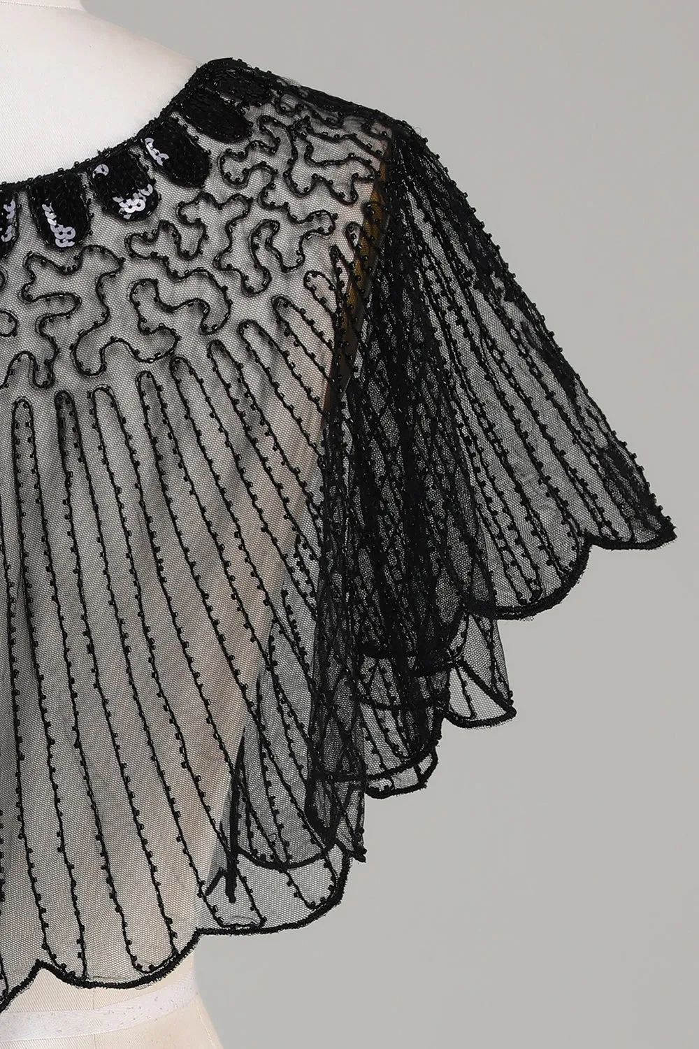 Sequins Black Glitter 1920s Cape with Beaded sold by Zapaka product image thumbnail 4