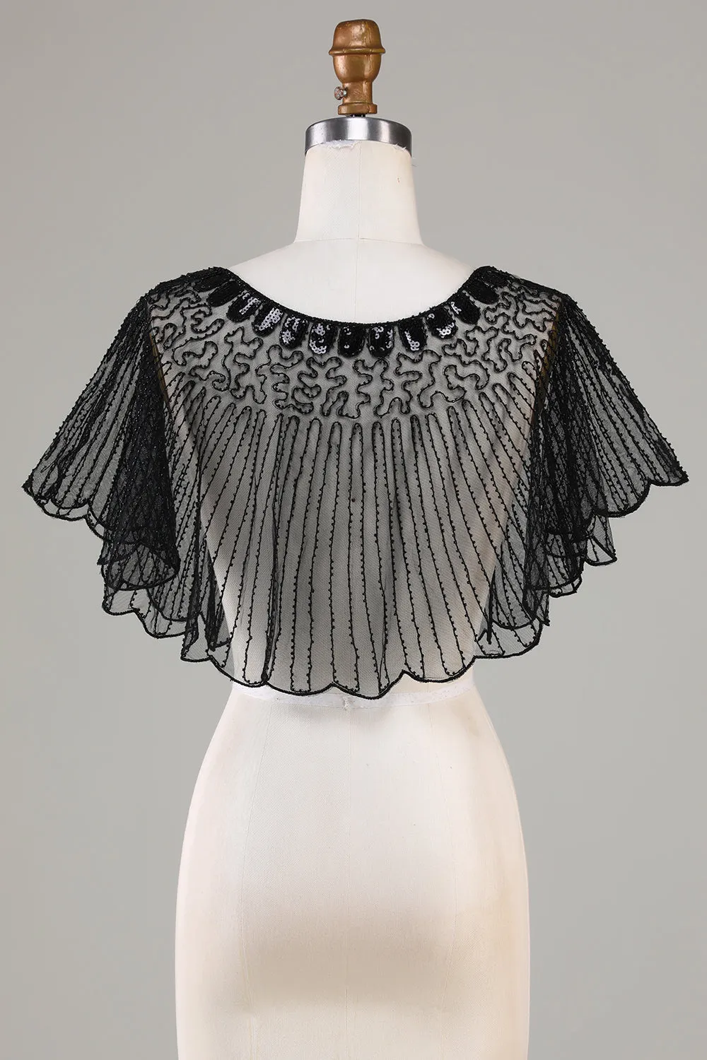 Sequins Black Glitter 1920s Cape with Beaded sold by Zapaka product image thumbnail 2