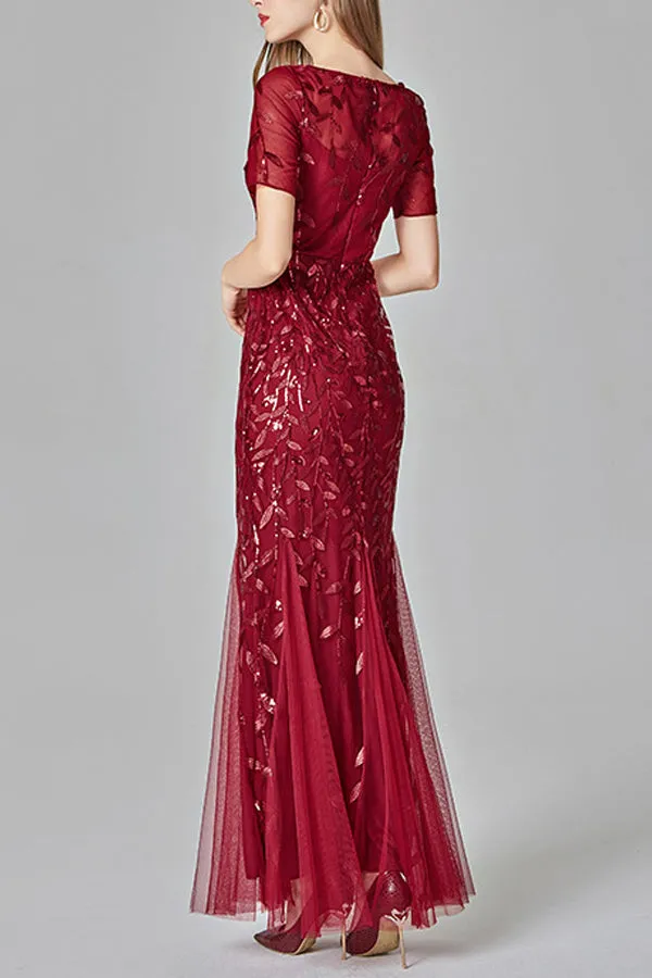 Mermaid Short Sleeves Red Prom Dress sold by Zapaka product image thumbnail 2