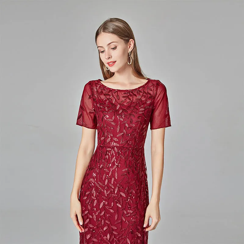 Mermaid Short Sleeves Red Prom Dress sold by Zapaka product image thumbnail 5