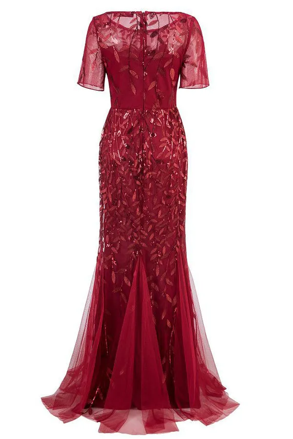 Mermaid Short Sleeves Red Prom Dress sold by Zapaka product image thumbnail 4