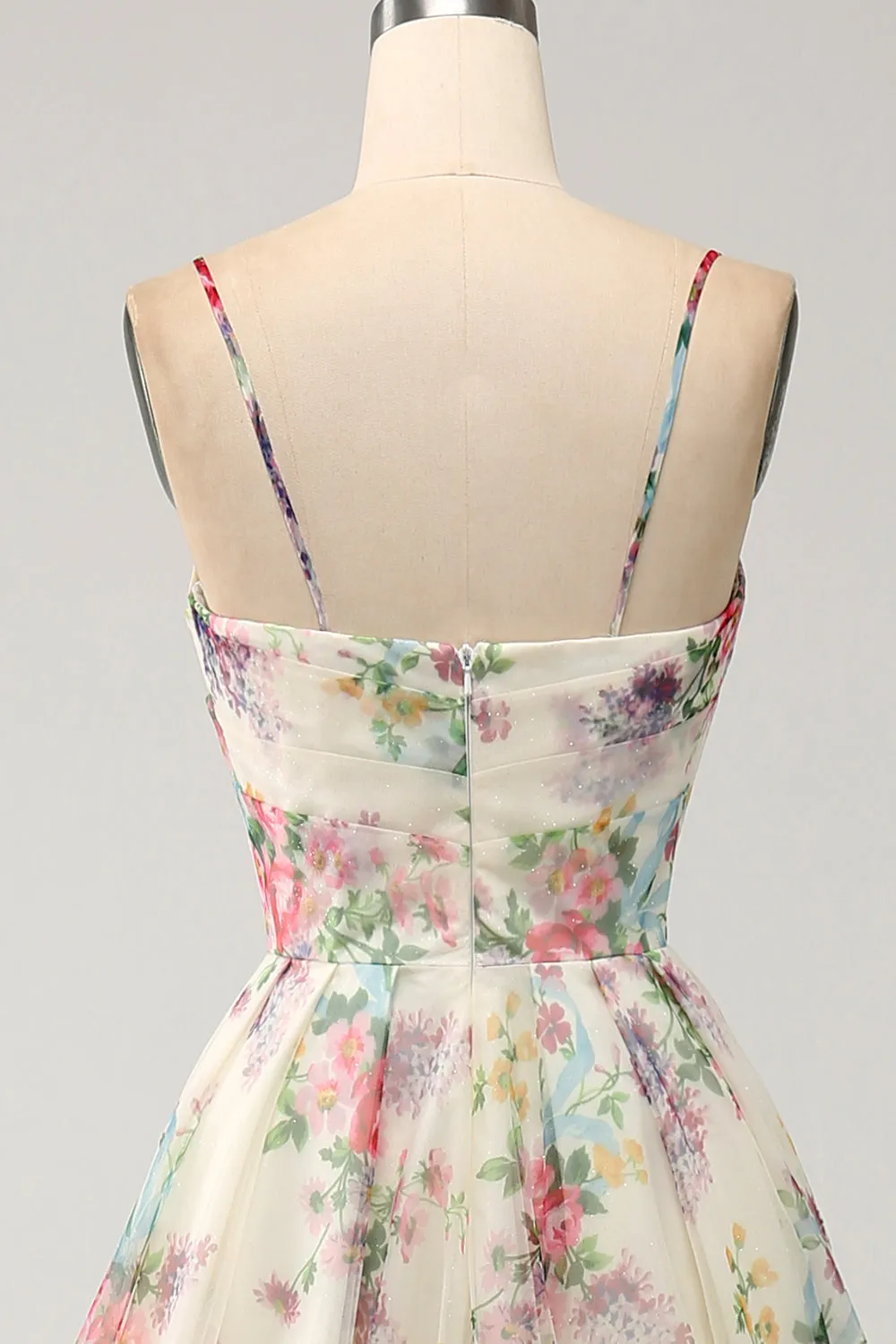 A-Line Flower Printed Ivory Prom Dress with Slit sold by Zapaka product image thumbnail 5
