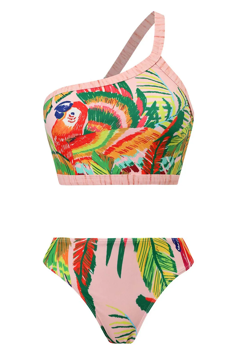 Orange 3 Piece Printed Bikini Set with Tassel Beach Dress sold by Zapaka product image thumbnail 4