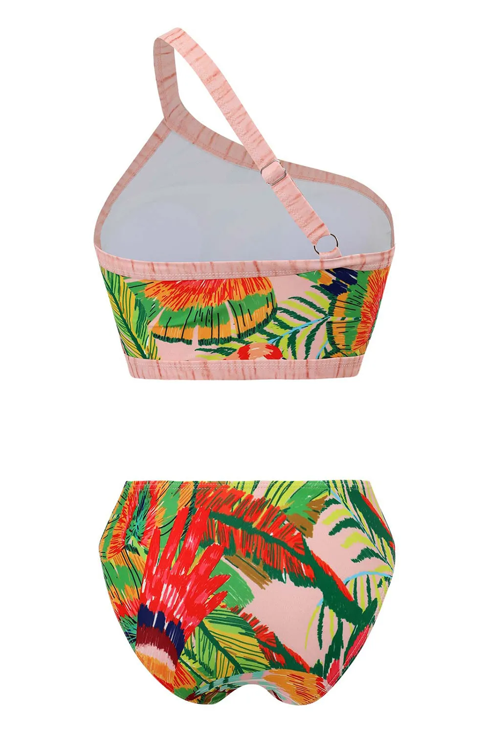 Orange 3 Piece Printed Bikini Set with Tassel Beach Dress sold by Zapaka product image thumbnail 2