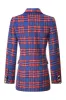 Red Blue Plaid Double Breasted Women Blazer sold by Zapaka