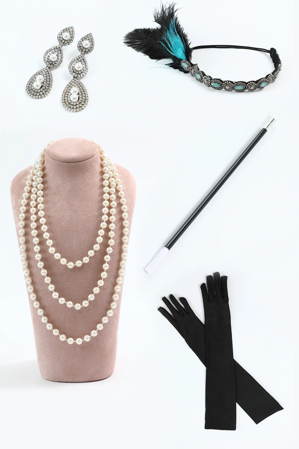 Navy Long Sleeves Sequined 1920s Gatsby Dress with Acessories Set sold by Zapaka product image thumbnail 4