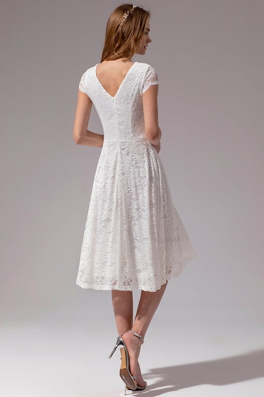 V Neck Midi Lace Dress sold by Zapaka product image thumbnail 2