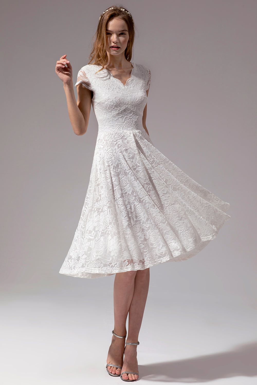 V Neck Midi Lace Dress sold by Zapaka product image thumbnail 5