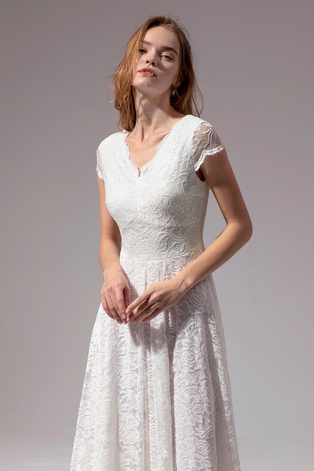 V Neck Midi Lace Dress sold by Zapaka product image thumbnail 4