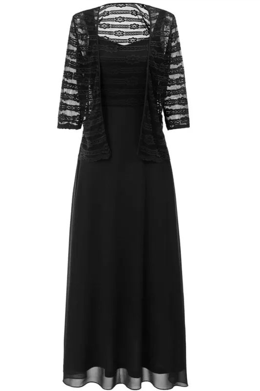 Long Chiffon Lace Mother Dress sold by Zapaka