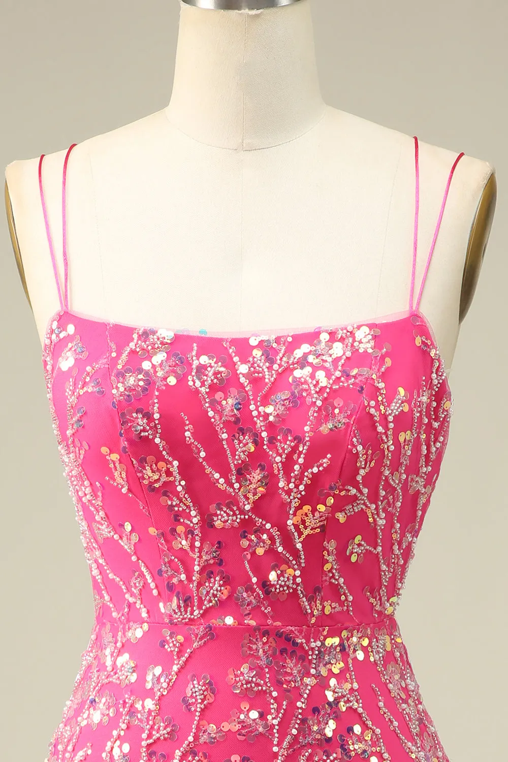 Elegant Fuchsia Corset Back Bodycon Homecoming Dress With Tassel sold by Zapaka product image thumbnail 4