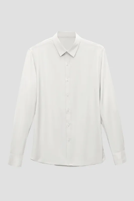 White Solid Long Sleeves Men's Suit Shirt sold by Zapaka