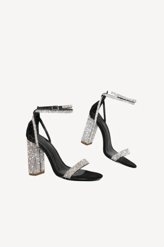 Rhinestone Chunky Heel One Buckle Sexy High Heel Sandals sold by Zapaka