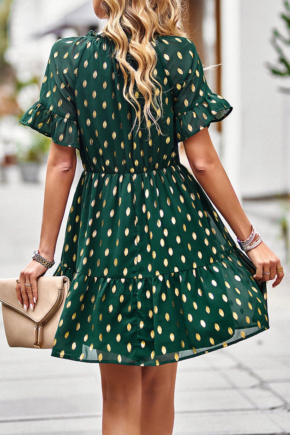 Polka Dots V-Neck Summer Dress sold by Zapaka product image thumbnail 5