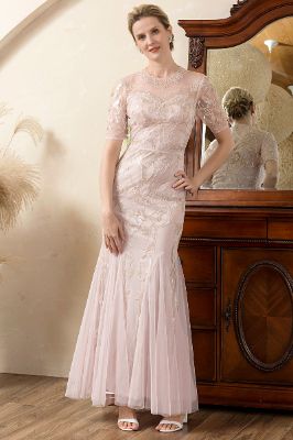 Sparkly Grey Pink Beaded Mother of the Bride Dress sold by Zapaka