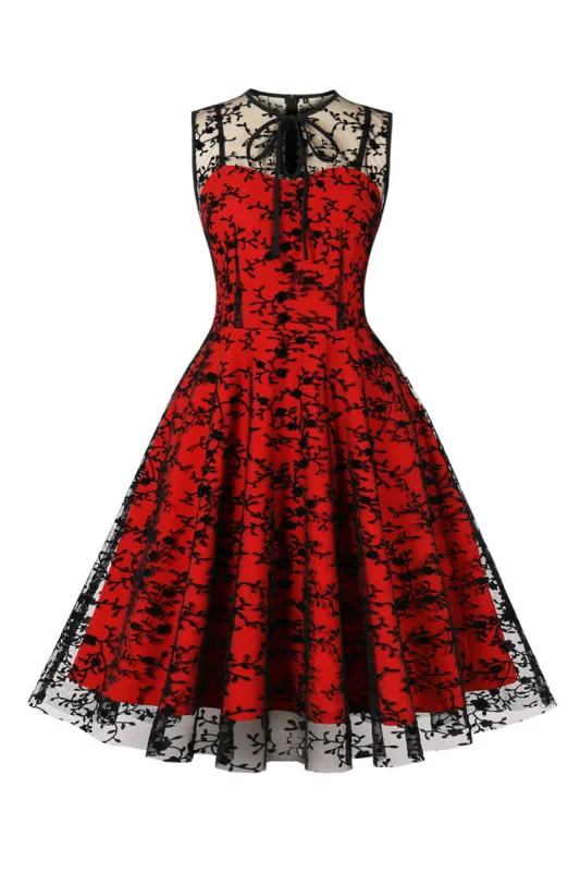 Red Lace Swing Vintage Dress sold by Zapaka