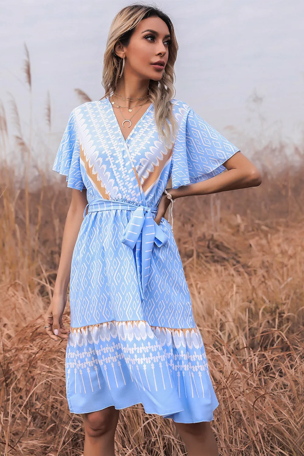 V Neck Print Summer Dress Short Sleeves sold by Zapaka product image thumbnail 5