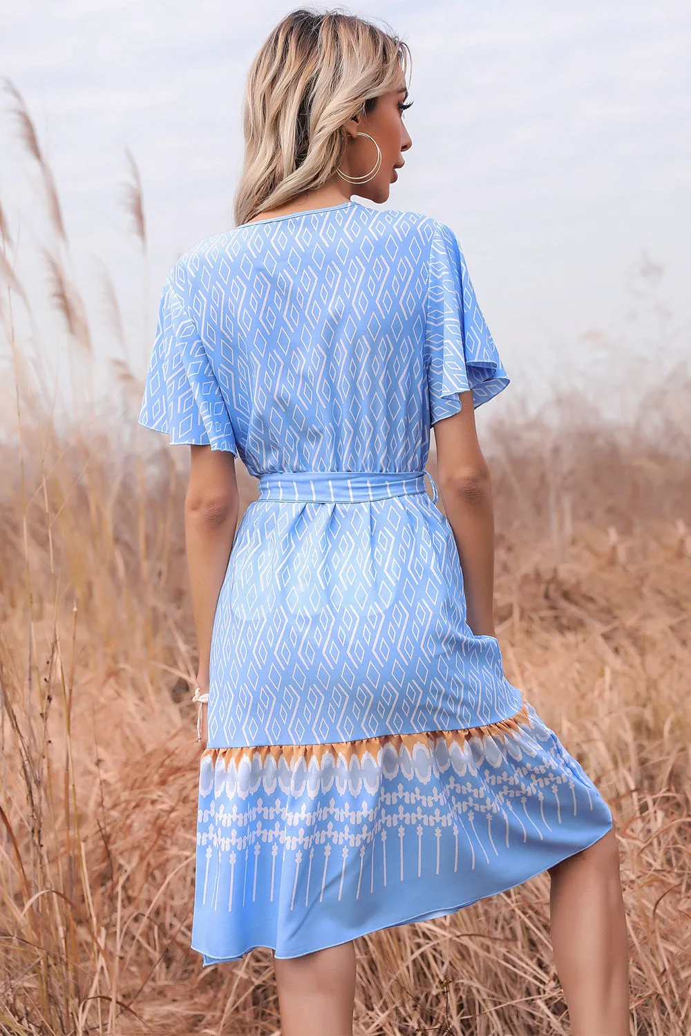 V Neck Print Summer Dress Short Sleeves sold by Zapaka product image thumbnail 2