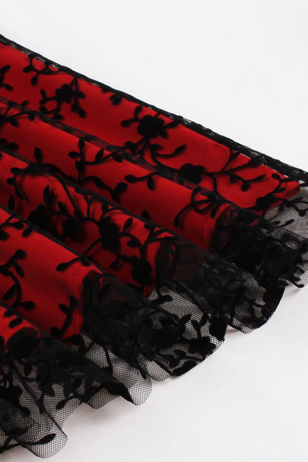 Red Lace Swing Vintage Dress sold by Zapaka product image thumbnail 5