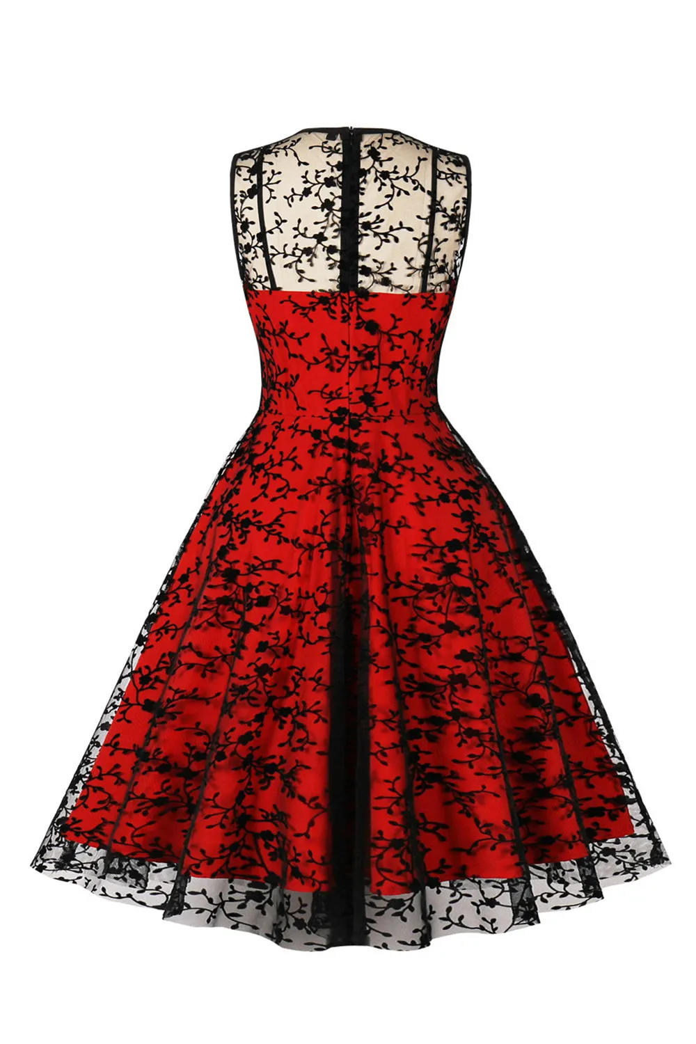 Red Lace Swing Vintage Dress sold by Zapaka product image thumbnail 2